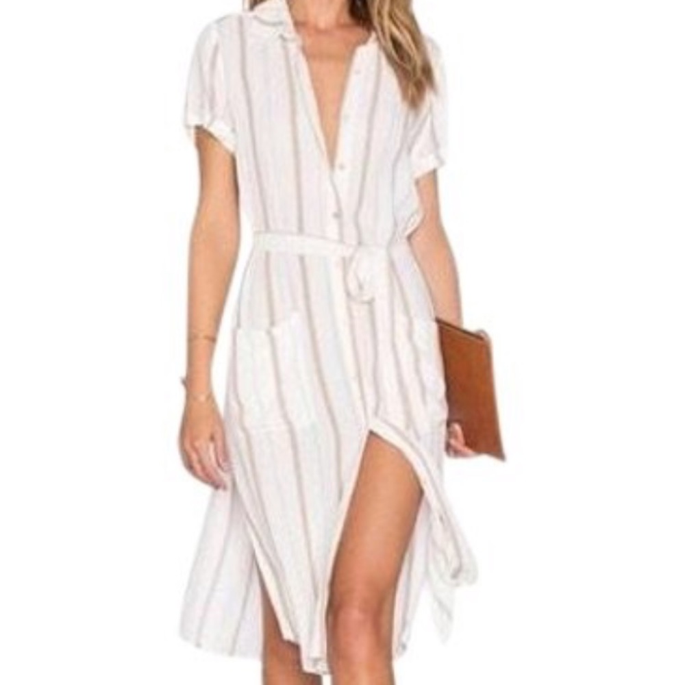 L’Acadamie Oat Stripe Shirt Dress in XS